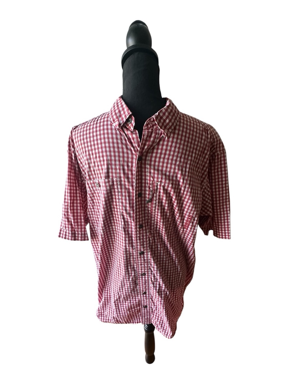Red Head Men’s Red Gingham Short Sleeve Button Up Shirt Tall LT Style